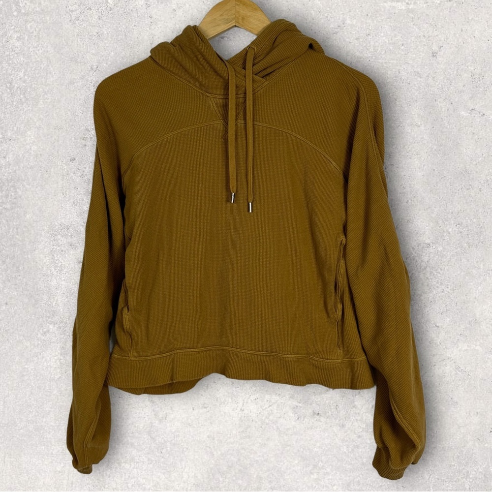 Lululemon Mellow Hoodie Waffle Knit Spiced Bronze Yellow 2020 Sweatshirt Small S - Picture 5 of 16